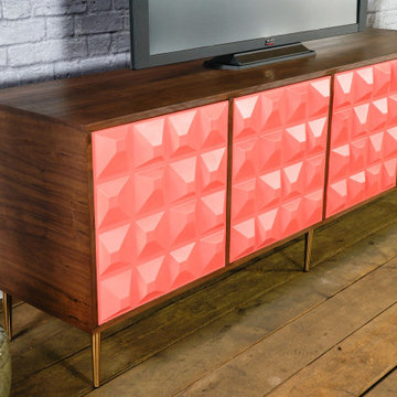 Modern Credenza, Mid Century Modern TV stand, Walnut, Handmade Custom Sideboard