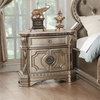 ACME Northville 1 Drawer Marble Top Nightstand in Antique Silver