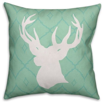 Mint Diamond White Deer 16"x16" Outdoor Throw Pillow