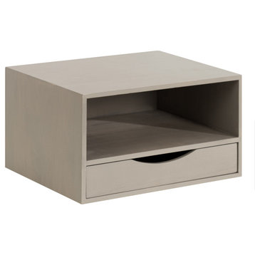 Hutton Floating Wall Shelf With Drawer, Gray 12.5"x10"x7"