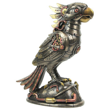 Steampunk Designed Cockatiel / Parrot Bird Metallic Finished Tabletop Statue