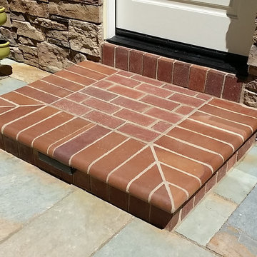 Green Rustic Natural Stone Pavers and Bullnose Brick Step