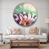 Blossoming Purple Lotus Flower Floral Large Metal Wall Clock, 36x36