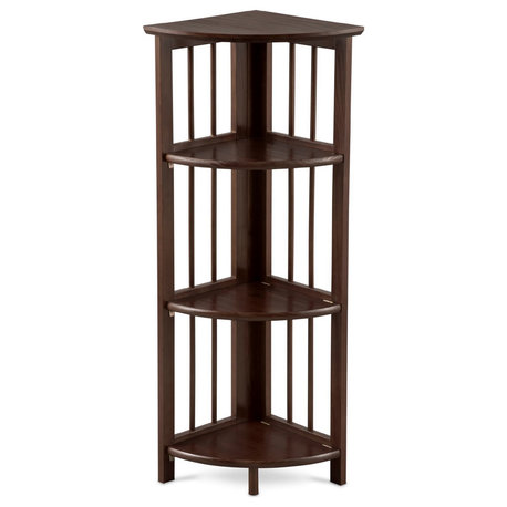 4-Shelf Corner Folding Bookcase Truffle Brown