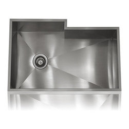 Large Bump-Out Single Bowl Undermount Zero Radius Sink - Brackets