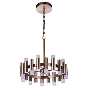 Simple Lux LED Chandelier, Satin Brass