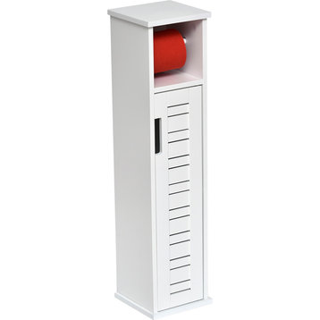 2 in 1 Toilet Roll Holder and Storage Unit Cabinet, Miami White