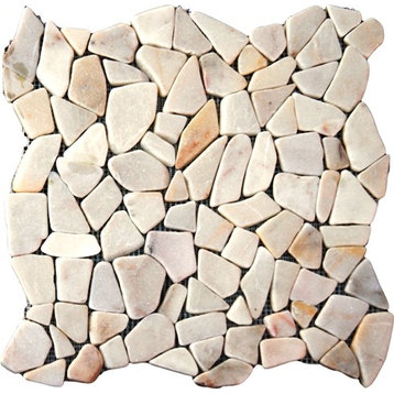 Natural Flat White Pebbles Marble Tile