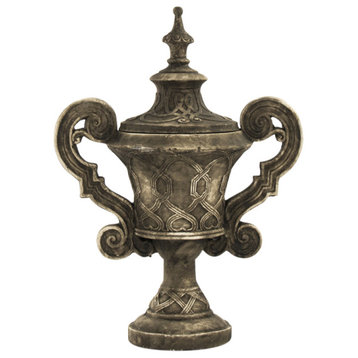 Resin Accent Urn, Distressed Gray