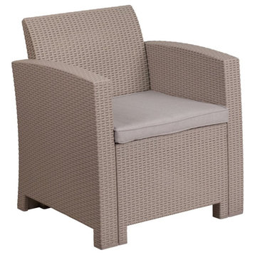 Flash Furniture Wicker / Rattan Patio Chair in Light Gray