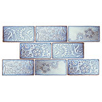 Merola Tile - Antic Feelings Via Lactea Ceramic Wall Tile - Capturing the appearance of a patterned look, our Antic Feelings Via Lactea Ceramic Wall Tile features a smooth, glossy finish, providing decorative appeal that adapts to a variety of stylistic contexts. Containing 4 different print variations that are randomly distributed throughout each case, this blue rectangle tile offers a one-of-a-kind look. With its non-vitreous features, this tile is an ideal selection for indoor commercial and residential installations, including kitchens, bathrooms, backsplashes, showers, hallways and fireplace facades. This tile is a perfect choice on its own or paired with other products in the Antic Collection. Tile is the better choice for your space!