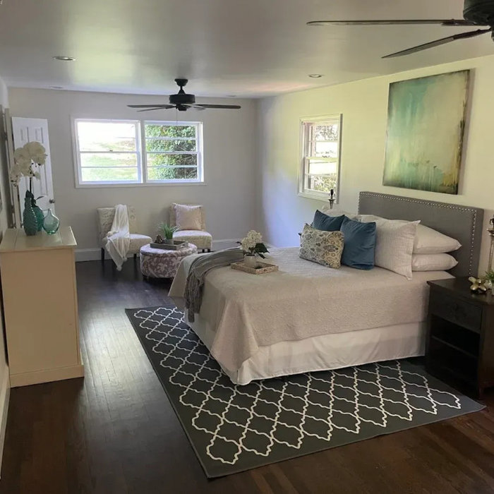 Renovated bedroom with modern décor