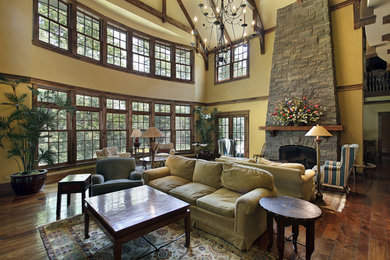 Inspiration for a rustic living room remodel in Omaha
