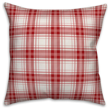 Red Plaid 16"x16" Throw Pillow