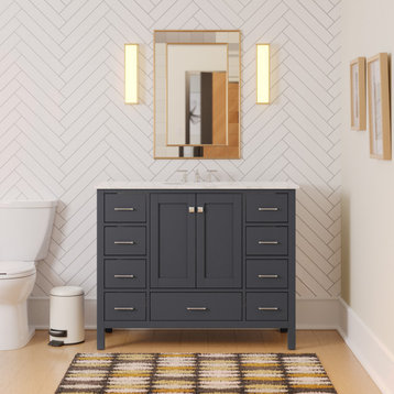 Horizon 48" Bathroom Vanity, Marine Gray, Engineered Carrara