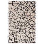 Jaipur Living - Nikki Chu by Jaipur Living Chandler Handmade Abstract Cream/Black Area Rug, 5'x8 - Cracked and fractured like the dry desert ground, this hand-tufted Nikki Chu area rug offers natural-inspired modernity to chic spaces. This pattern-rich wool and viscose layer showcases classic black and cream colorway for bold contrast and striking visual texture.