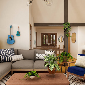 Boho Style Living Room and Front Door
