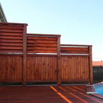 Stained Amber Poolside Privacy Fence