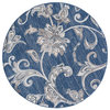 Garland Transitional Floral Navy Round Area Rug, 8'