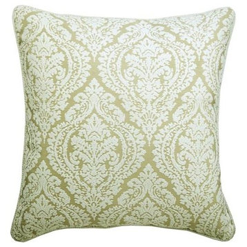 Ivory Pillow Cover, Natural Ivory Damask 12"x12" Silk, Glow Ivory Damask