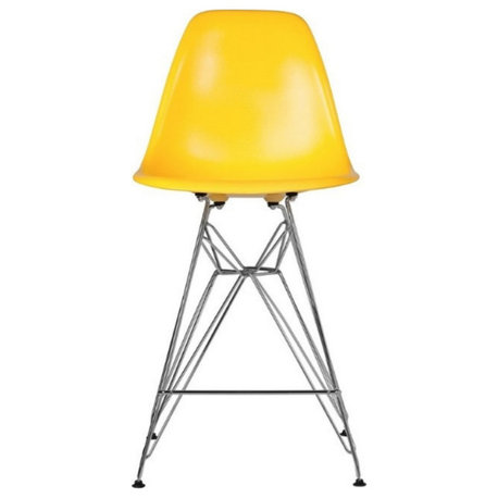 Eiffel Chrome Stool, 27", Yellow