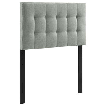 Lily Twin Tufted Upholstered Fabric Headboard, Gray