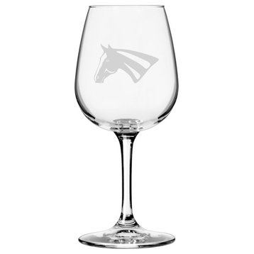 Hanoverian, Face Horse Themed Etched All Purpose 12.75oz. Libbey Wine Glass