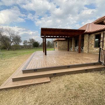 Cedar pergola and composite deck with lighting