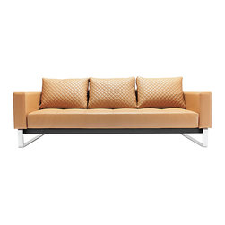 "Innovation" Cassius Q Deluxe Camel Leather Textile Sofa Bed / Chrome Legs - Sofas