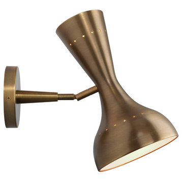 Mid Century Modern Hourglass Shade Wall Sconce Task Brass Bronze Adjustable
