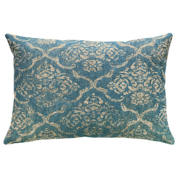 Damask Linen Pillow, 18"x12"