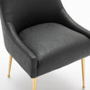 SEYNAR Modern PU Leather Upholstered Dining Chairs Set of 2 with Gold Legs, Black