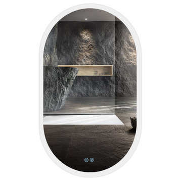 Anti-Fog Dimmable LED Oval Frameless Wall-mounted Bathroom Backlit Mirror, 40" X