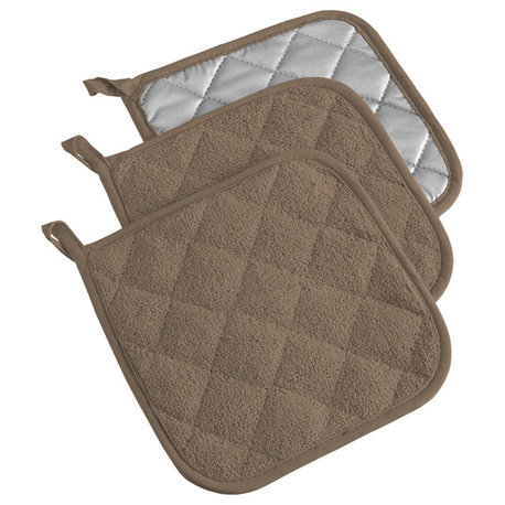 DII Brown Terry Pot Holder, Set of 3