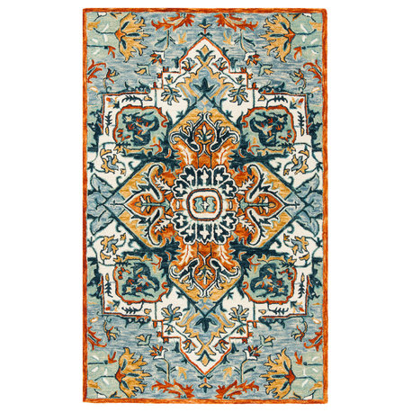 Safavieh Aspen Collection APN312 Rug, Blue/Rust, 4'x6'