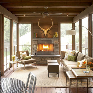 Four Season Porch With Fireplace Houzz
