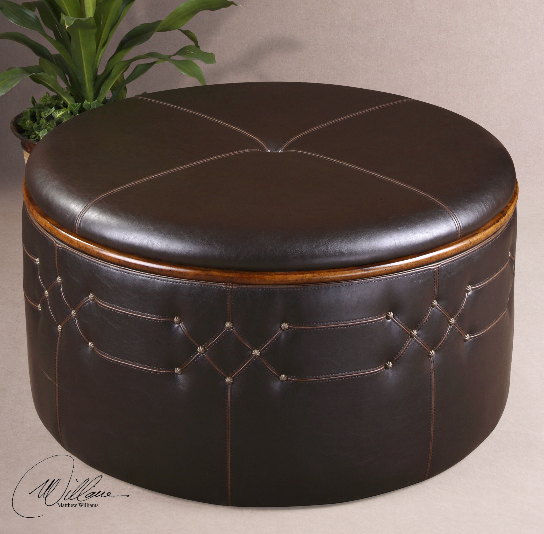 Uttermost Brunner Round Storage Ottoman - 23008