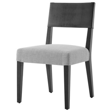 Kylo PU/ Fabric Dining Side Chair (Set of 2), Borneo Black/Meridien Gray