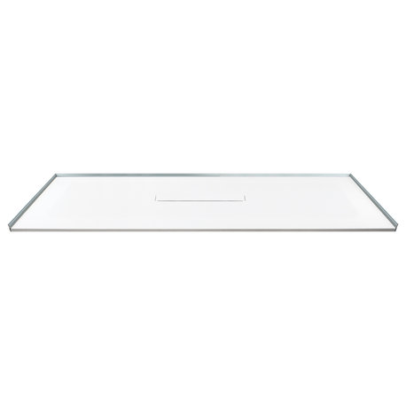 Transolid 79-in L x 40-in W Zero Threshold Center Drain Shower Base, White