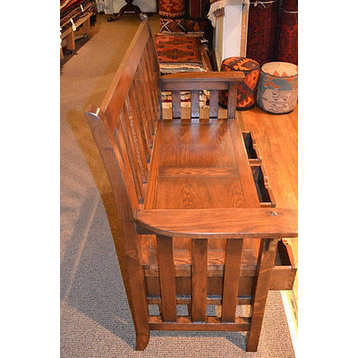 Arts and Crafts Mission Oak Bench With 3 Drawers