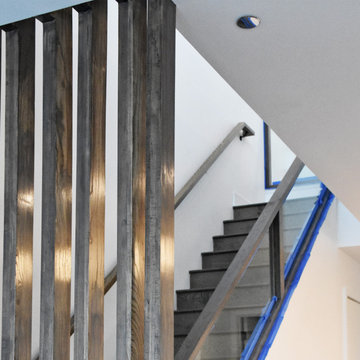 Fully Custom Staircase Rail with Vertical Ceiling Slats