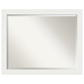 Vanity White Narrow Beveled Bathroom Wall Mirror - 31.5 x 25.5 in.