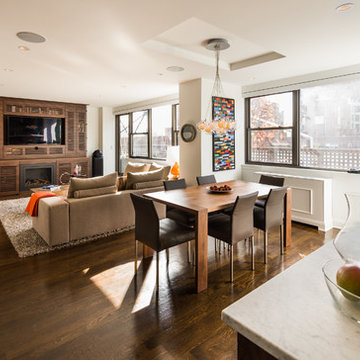 View of Dining Room + Living Room