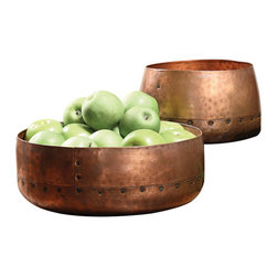 Pounded Aluminum Bowls (Set of 2) - Fruit Bowls And Baskets