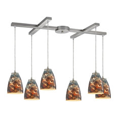 Boho 6 Light Mini Pendant in Satin Nickel Finish