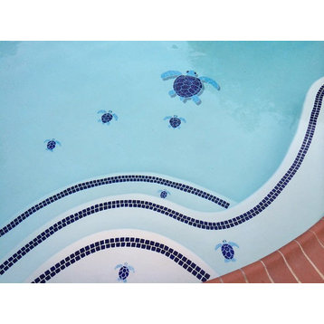 Turtle Group Ceramic Swimming Pool Mosaic Green/Brown