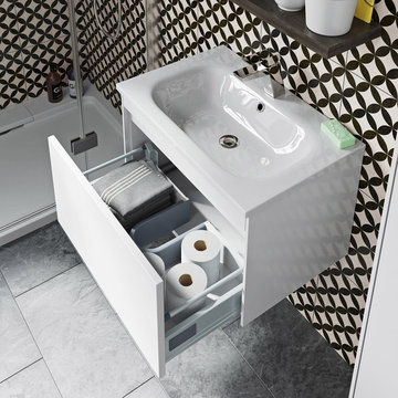 Mode Austin white wall mounted unit and stone basin 600mm
