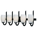 Maxim Lighting - Maxim Lighting 21645SWTXB Taylor - Five Light Bath Vanity - Taylor Five Light Bath Vanity Textured Black Satin White GlassHeavy rectangular tubing support tall scale Satin White glass shades that creates an upscale forged look at a builder price. Available in your choice of Textured Black or Satin Nickel, this collection is complete enough to do the entire home.1 YearShade Included: yesTextured Black Finish with Satin White GlassHeavy rectangular tubing support tall scale Satin White glass shades that creates an upscale forged look at a builder price. Available in your choice of Textured Black or Satin Nickel, this collection is complete enough to do the entire home. 1 YearShade Included: yes. *Number of Bulbs: 5 *Wattage: 60W * BulbType: E26 Medium *Bulb Included: No *UL Approved: Yes