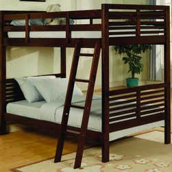 B1348-1 EUROPEAN DESIGN KIDS MEDIUM CHERRY WOOD TWIN TWIN BUNK BEDS - Bunk Beds