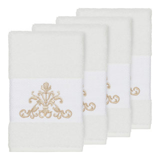 Linum Home Textiles White Colton 2 Piece Embellished Hand Towel Set